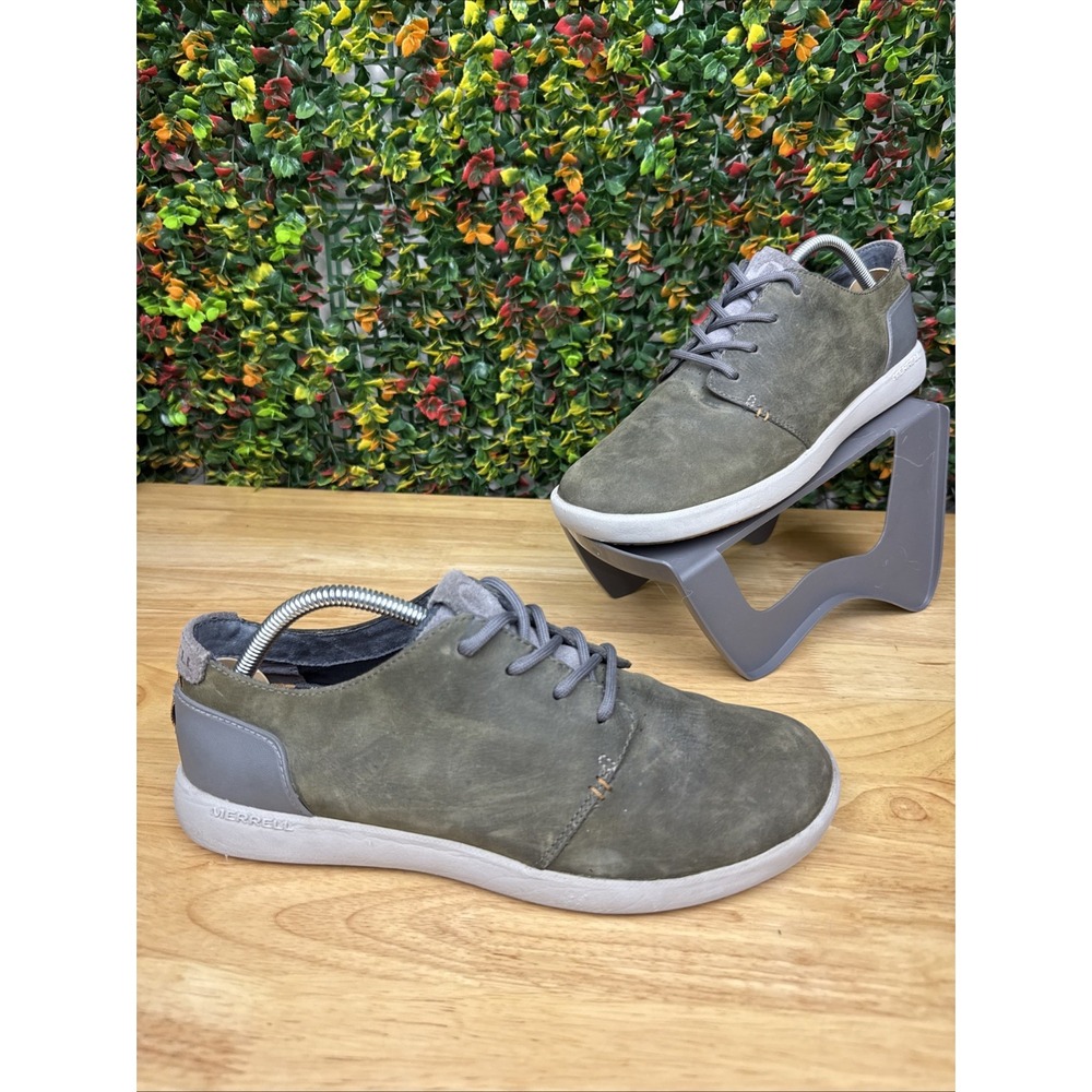 Merrell Freewheel Leather Casual Shoes Loafers Charcoal Gray Green Mens 9 J69189